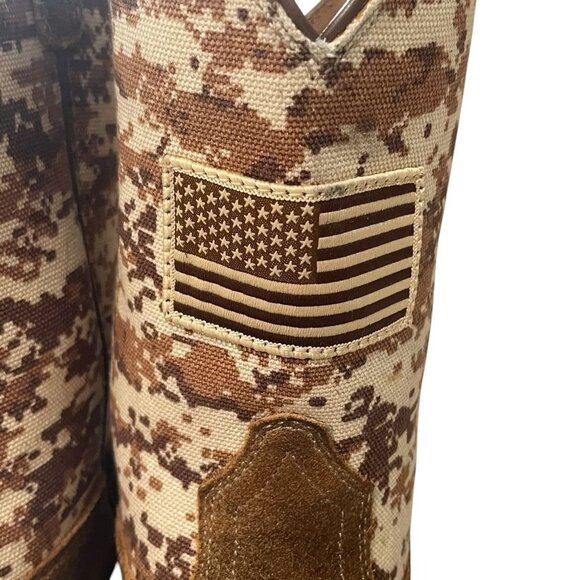 Ariat Kids Camo Western Boots 5 Square Toe Leather Cowboy US Flag Patriotic Chic - Picture 4 of 11